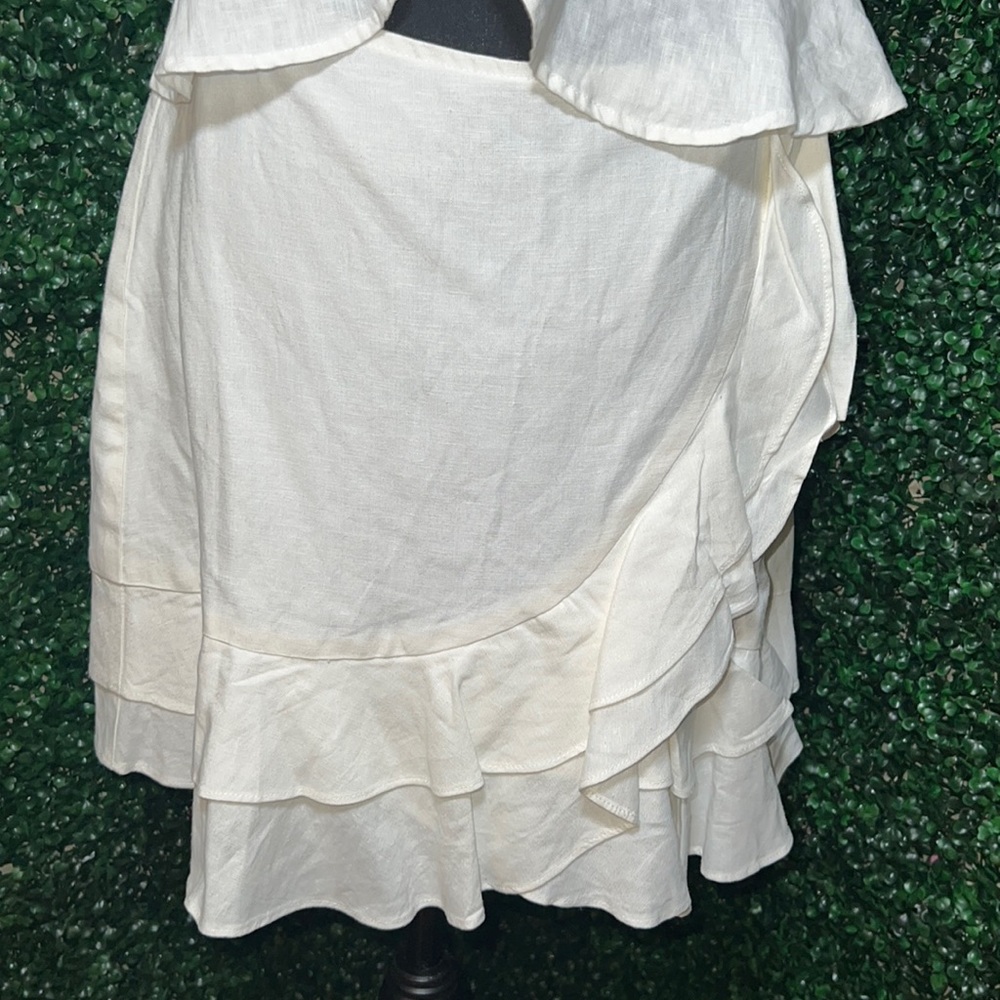 Aqua ( Bloomingdale’s exclusive only ) linen ruffle skirt